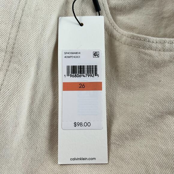 Calvin Klein Women Cropped Wide Leg Zip Fly Mid Rise Jeans Beige Size 26 - Picture 14 of 16